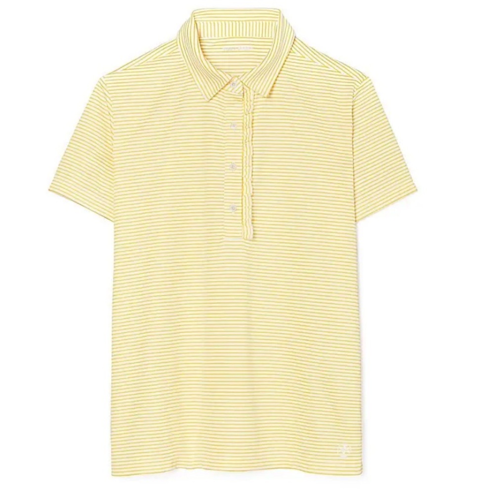 Tory Sport Performance Stripped Ruffled Polo